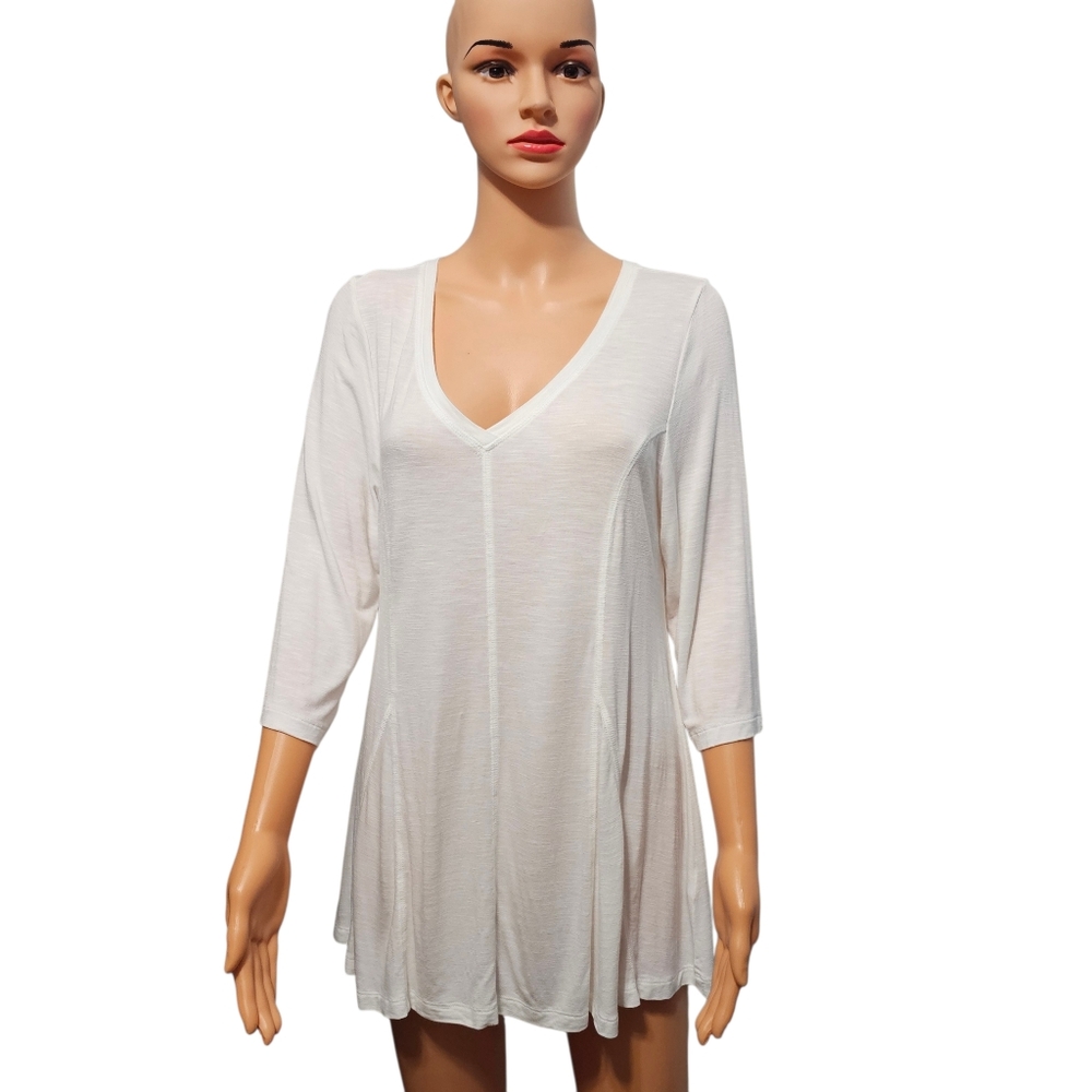 Soft Surroundings Amelia A-Line White Tunic Coastal Top Sz M